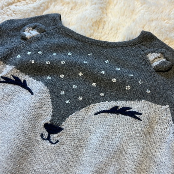 Gymboree Girls Deer Fawn Grey Metallic Silver Sweater Dress Long Sleeve 4t Girls - Picture 2 of 3